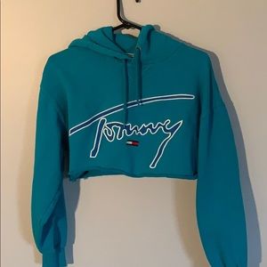 Tommy Hilfiger blue cropped hoodie